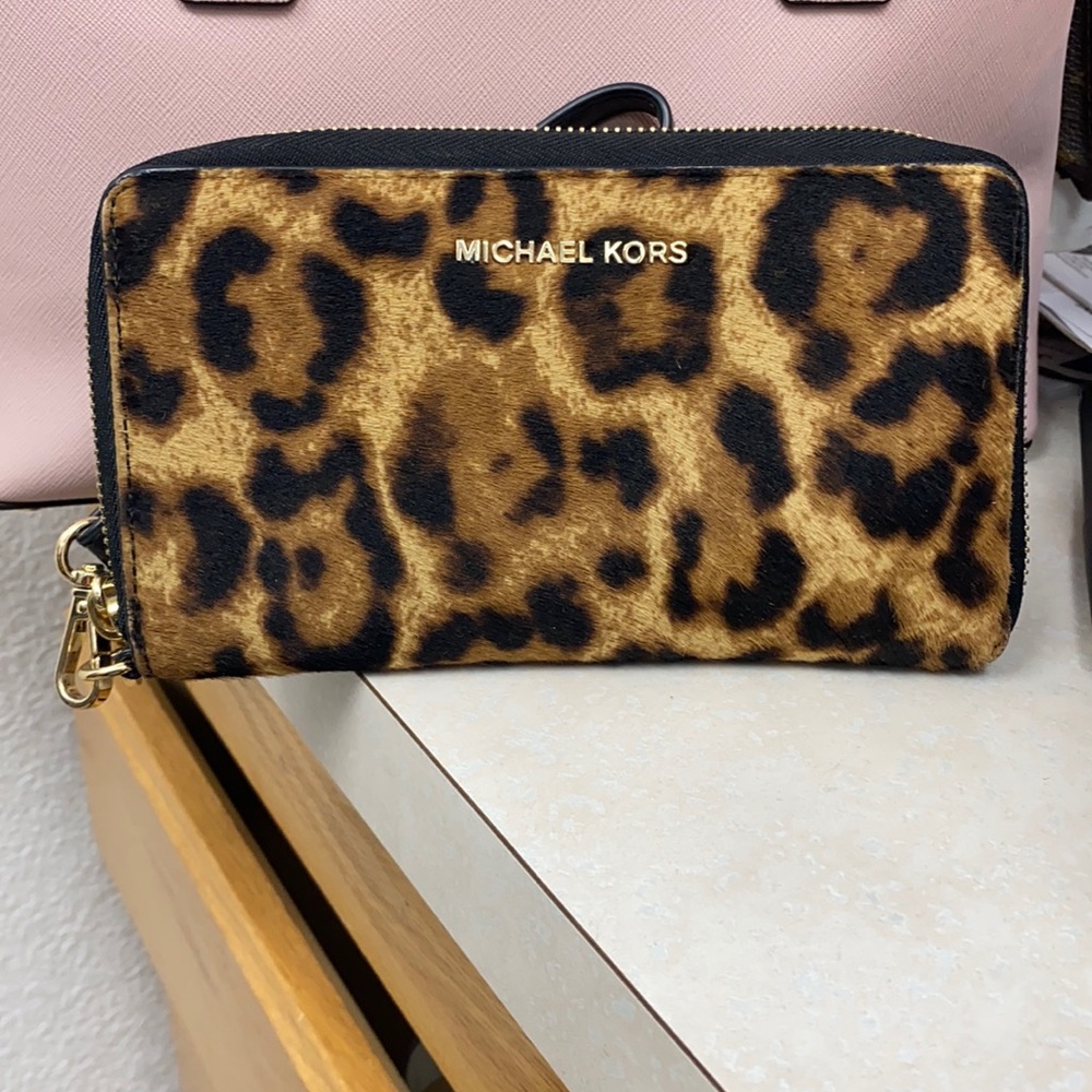 Michael kors hair on hide wallet/wristlet